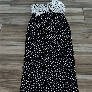 TopShop Black and White Polka Dot Strapless Dress
